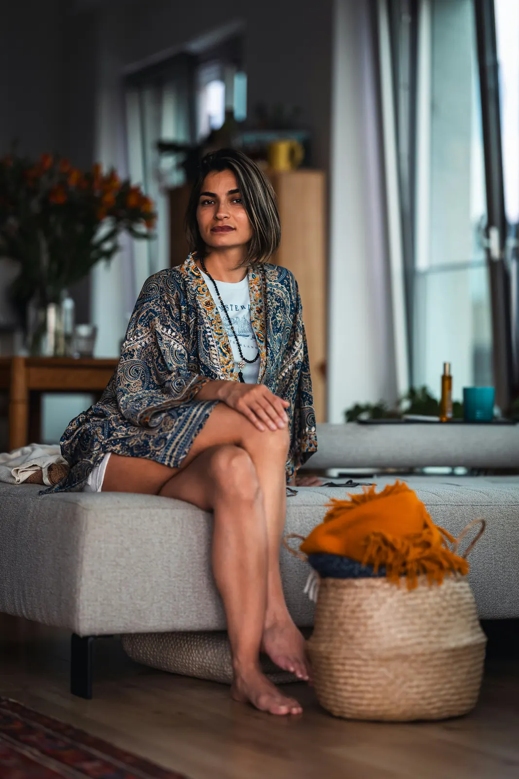 A woman at home on a slow morning