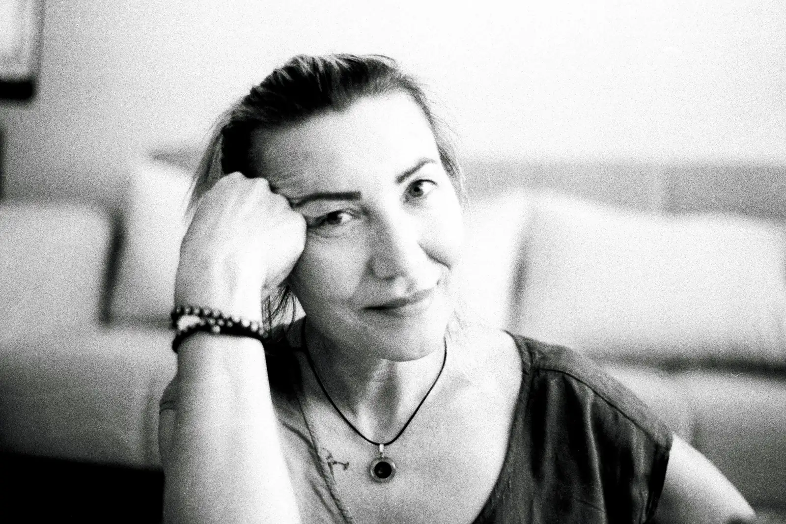 A woman pausing to gather her thoughts